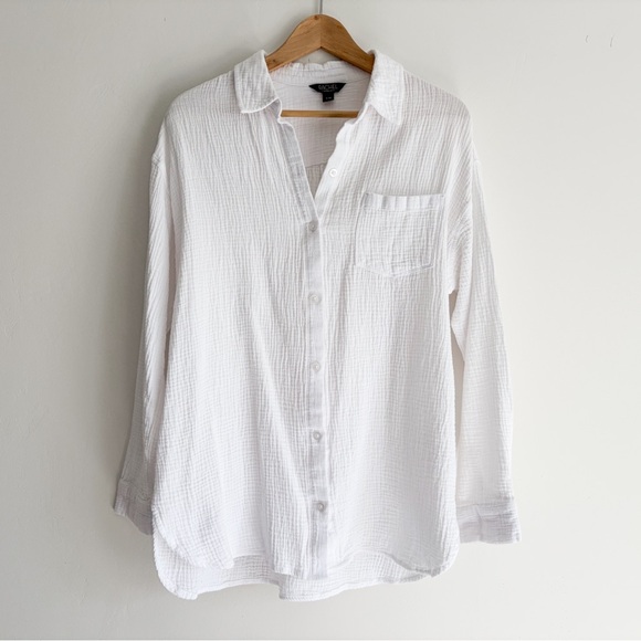 RACHEL Rachel Roy Tops - Rachel Roy White Textured Gauze Cotton Button Down - Large